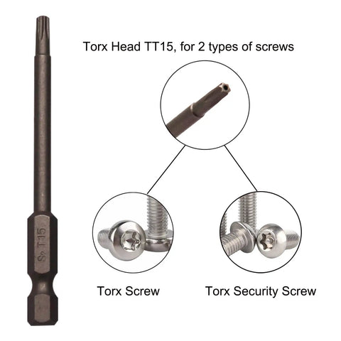 Ten Piece Magnetic Torx Driver Bits Set 75mm Long 3 Inch 1/4 Inch Hex Shank Security Tamper Proof Torx Bits T10 T15 T20 T25 T30 S2 Steel Construction Magnetic Storage Pro Grade Mechanic Kit