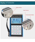 Grab And Go Digital Leeb Hardness Tester For Steel And Alloys With Knockout Accuracy Up To 960Hld display showing battery and probe connectors.