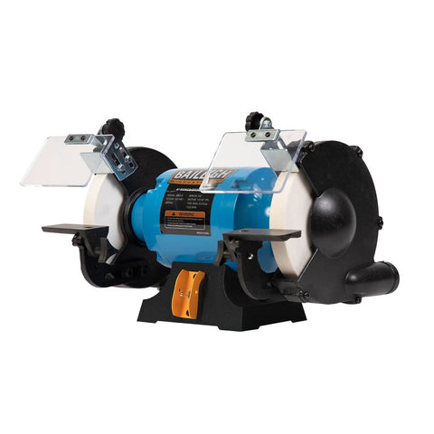 Heavy Duty 8 Inch Bench Grinder With 1/2 Hp Motor Rollin Out 1725 Rpm for Swift Tool Steel Fixups with dual grit wheels.
