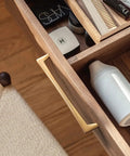 Drawer with Brushed Gold Cabinet Handle, 7-1/2 Inch Hole Centers, built to last solid zinc alloy pulls for kitchen or wardrobe.