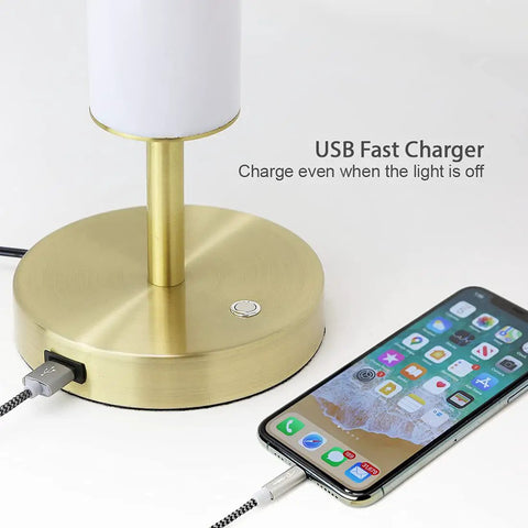 Chill Minimalist LED Cylinder Lamp With USB Charge Port 360 Degree Glow Three Color Temperatures Dimmable Desk Or Night Lamp base