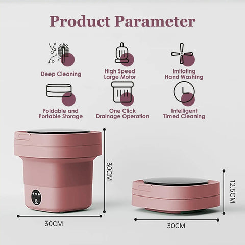 Tiny But Mighty Foldable Mini Washer Skip The Hand Wash Headache Grab And Go Compact Wash Station With Built In Drain Basket for easy travel cleaning.