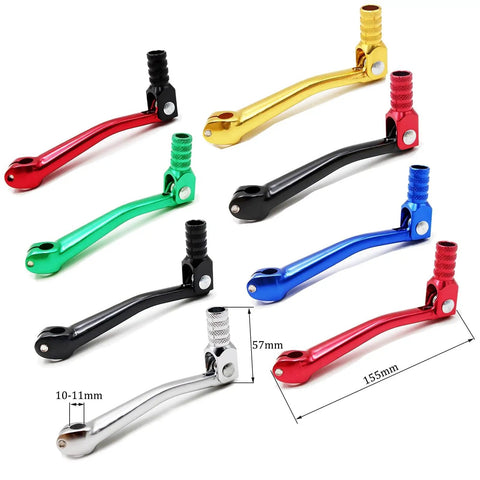 CNC Folding Foot Shift Lever For 50CC To 250CC 4 Stroke Pit Dirt Bikes Quad ATVs And Buggy Upgrade Built Tough Durable Aluminum Silver Easy Install Smooth Shifting Ride Ready, color variety view.
