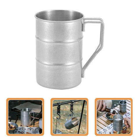 Stainless Steel Water Cup 350ml Multi Function Camping Mug With Smooth Edges Design Silver For Outdoor Adventures And Picnics