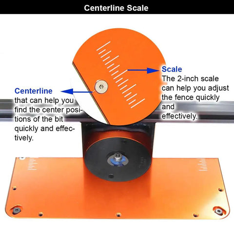 Smooth Operator Motorized Router Lift For 3 1/2 Inch Diameter Routers features an orange centerline scale for precise adjustments.