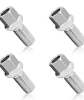Set of four M14x1.5 ball seat wheel bolts and lug studs, 27mm shank, chrome finish for quick wheel swaps on Audi VW Skoda.