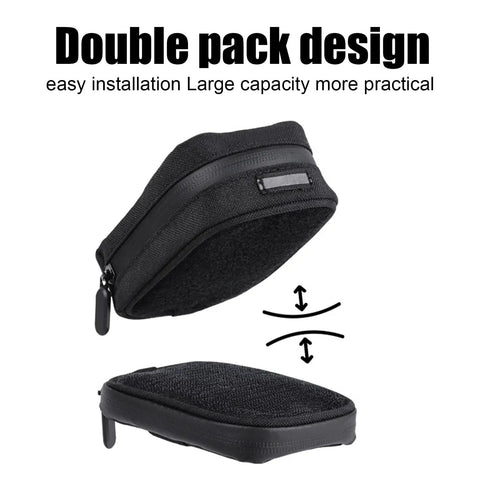 Double pack design of Under Seat Bike Bag Waterproof Ride Ready Saddle Pouch With Secure Straps And Multiple Storage Compartments