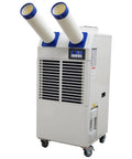 Heavy Duty Commercial Portable Air Conditioner With Massive 14L Tank Delivers Non Stop Cooling For Shops Hospitals And Outdoor Events Industrial Spot Cooler with dual exhaust hoses.
