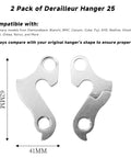 2 Pack Alloy Rear Derailleur Hanger 25 Replacement For MTB And Road Bikes with dimensions 62mm x 41mm