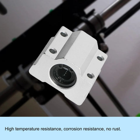 10mm linear ball bearing for CNC and 3D printers in aluminum housing, providing smooth linear motion and high precision for guide rails.
