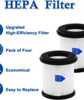 Two HEPA filters for Six Pack HEPA Filter Replacement For N5S N5T S6T S6P Pro shown with product benefits icons.