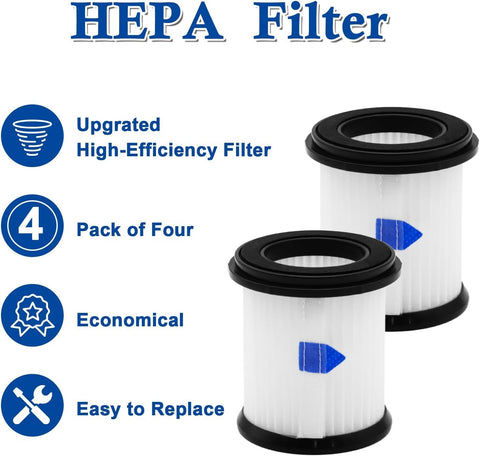 Two HEPA filters for Six Pack HEPA Filter Replacement For N5S N5T S6T S6P Pro shown with product benefits icons.