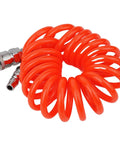 Knockout Recoil Air Hose 8 x 5 mm By 3 Meter Long Ultra Flexible Polyurethane Compressor Hose With Snap Connectors For Air Tool Kit Workshop Garage Or Pro Shop Job Site Pneumatic Tools And Gear Orange Finish Option coiled with metal fittings