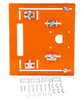 Rock Solid Circular Saw Base Plate Featuring Dead On Accurate Scale Markings For Smooth Router Table Insert And Clean Woodworking Cut Setup With Killer Mounting Hardware, orange polymer with mounting hardware.