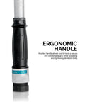 Close-up of ergonomic handle on Heavy Duty Half Inch Drive Torque Wrench With Adjustable Click 25 Inch Range Chrome Vanadium CrV Steel SAE Precision Tool