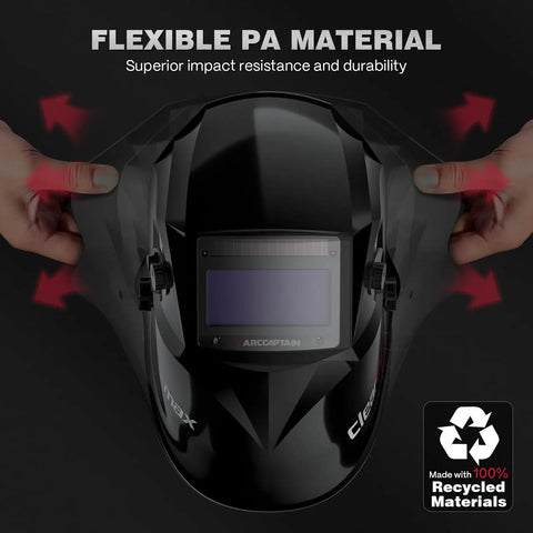 Auto Darkening Welding Helmet With True Color View 4 Arc Sensors 1/25000 Sec Response Solar Powered Weld Hood held hands