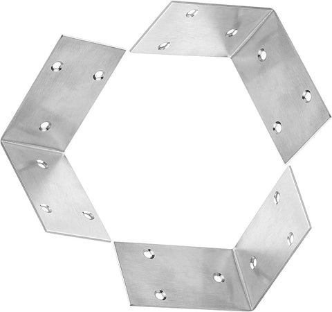 Heavy Duty Stainless Steel L Brackets 3.3 Inch By 1.9 Inch Pack Of 10 90 Degree Corner Shelf Braces arranged in a circle