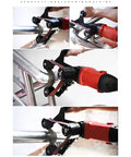 Upgrade Your Angle Grinder With This Durable Belt Sander Adapter mounted on a metal tube, showcasing easy installation and use.