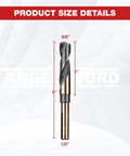 5/8 Inch Reduced Shank Drill Bit With One Half Inch Universal Flat Shank M2 High Speed Steel Gold Titanium Coated
