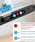 60W LED Display Soldering Iron Kit With Ceramic Heater showing 500°C temperature on digital display