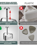 Choxila stainless steel onigiri mold with screw press; triangle rice-ball molds; plastic variant shown