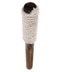 Rattan style backyard tiki torch wrapped in rope, part of outdoor wood torch lantern for garden and patio decor, flickering flame light for walkways and yards.