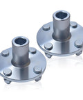 Premium Heavy Duty Go Kart Live Axle Hub With Step Down Shaft Pair For Dune Buggy 4 Inch Off Road Racing components close up view.