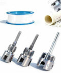 Three Piece Pipe Threading Tool Kit With 1/2, 3/4, And 1 Inch Alloy Steel Dies For PVC Plastic Pipes And Electric Drill Compatibility
