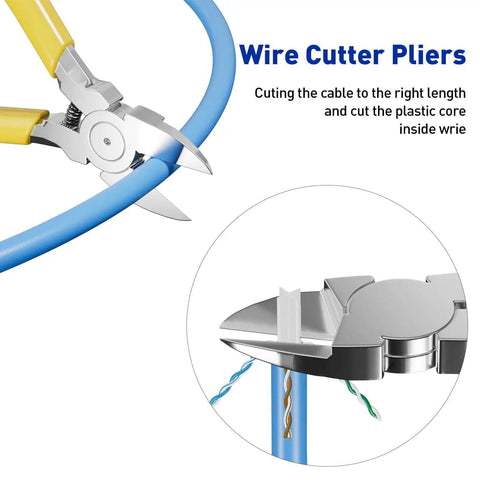 RJ45 Crimp Tool Kit For Ethernet Cabling With Network Cable Tester Wire Cutter Pliers Mini Cable Stripper And 50 Cat5e Connectors