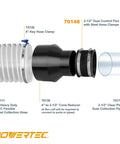 Detailed view of 2 And A Half Inch Dust Collection Flex Cuff With Steel Clamps, Rubber Connector Coupler For Woodworking System