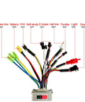 Wiring diagram of 24V To 48V 17A Brushless DC Motor Controller For Electric Bikes And Scooters, 3 Mode Sine Wave connections displayed