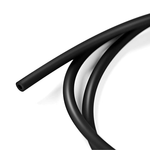 Close-up of black Silicone Hose For Sanitizer Machine Two Pack Dope High Grade Vacuum Replacement Silicone Tubing with 3mm ID, 6mm OD.