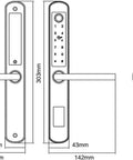 Hassle Free Smart Keyless Entry Door Lock Featuring Fingerprint Electronic Deadbolt Auto Lock dimensions with keypad design.
