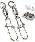 Hella Tough Saltwater And Freshwater Duo Lock Snap Swivels With Stainless Steel Barrel and Ball Bearing Spin Killer Fishing Tackle Kit showing swivels and rings.