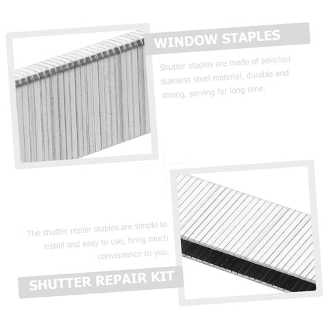 Close-up of stainless steel staples from Straight Up Solid Plantation Shutter Repair Kit With Forty Pieces Tilt Rod Nails And Indoor Window Louver Fix Tools For Quick Hassle Free Home Upkeep Good.