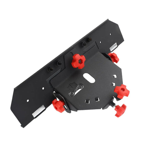 Premium 45 Degree Tile Chamfering Jig For 115 And 125 Angle Grinders, compact steel guide with red knobs for precision trimming.