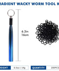 Gradient Wacky Rig Tool With Silicone O Rings 210 Pcs For 3 To 4 Inch And 5 To 7 Inch Worm Lures Ultra Smooth Downriggers Tube