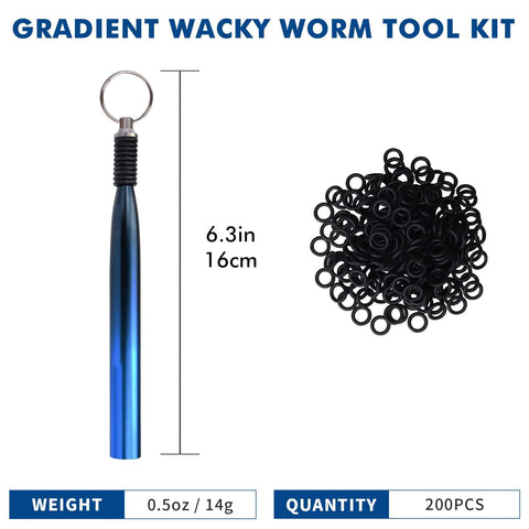 Gradient Wacky Rig Tool With Silicone O Rings 210 Pcs For 3 To 4 Inch And 5 To 7 Inch Worm Lures Ultra Smooth Downriggers Tube