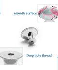 2 Pack Built Like A Tank Stainless Steel Round Cabinet Knobs And Drawer Pulls, close-up of smooth surface and deep hole thread.