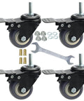 2 Inch Swivel Caster Wheels 4 Pack M8 1.25 Threaded Stem 8mm Durable Rubber With Double Lock For Carpet And Hardwood with wrench