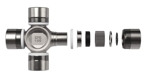 Exploded view of U Joint Kit 1350 SPL30 OSR Outside Snap Ring Non-Greaseable OE Replacement with 1.188 inch bearing cap.