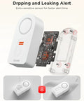 WiFi Water Leak Detector with internal components visible, showing dripping and leakage detection for real-time alerts.