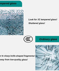 Comparison of tempered glass and ordinary glass, showcasing safety features of Real Deal Tempered Glass Lazy Susan Rotating Turntable.