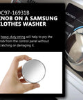 Person holding Washer And Dryer Control Knob Replacement For Samsung Washers And Dryers, DC97-16931B Compatible, next to panel