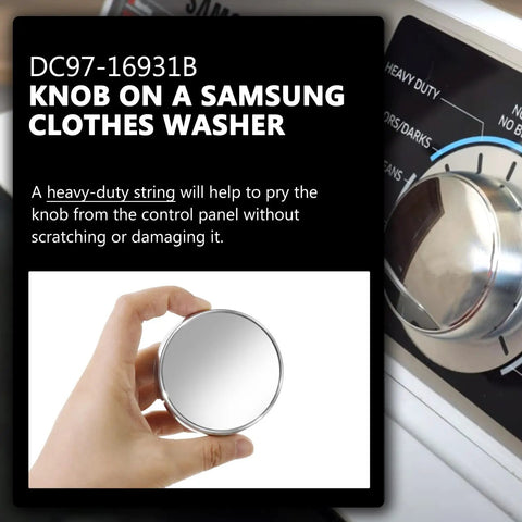 Person holding Washer And Dryer Control Knob Replacement For Samsung Washers And Dryers, DC97-16931B Compatible, next to panel