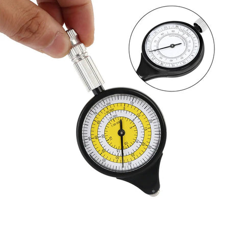 Map Measurer Metal Wheel Outdoor Navigation Tool for Camping Hiking Cycling with yellow circle scale and metal grip.