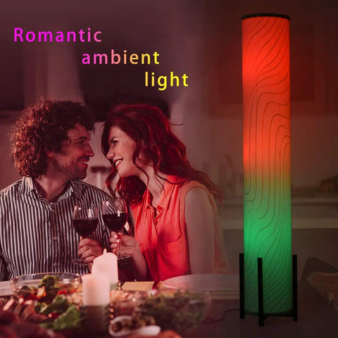 61 Inch Color Changing Floor Lamp With 3 Smart LED Bulbs, Remote Control Dimmable RGB Standing Lamp For Bedroom And Living Room, Rainbow Lighting, Modern Tall Floor Lamp For Cozy Vibes in a cozy living room setting