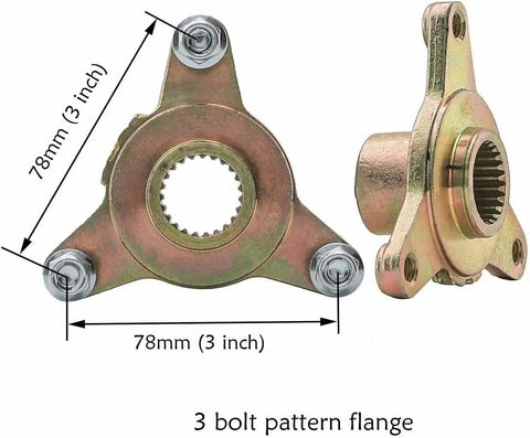 3 bolt pattern flange for All-In-One 32-Inch Go Kart And Drift Trike Rear Axle Kit With 6-Inch Wheel Tires for DIY Builds