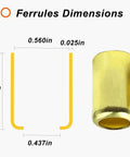 Brass Hose Ferrules 0.560 Inch ID 1 Inch Length 50 Pack Built Tough For Air Torch And Acetylene Hoses With Leak Proof Seal And Tight Fit Designed For Dependable Air Hose Connections On Welding Torches, dimension chart
