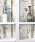 White Birch Trees Peel And Stick Wallpaper Vinyl 12 Ft By 9 Ft Made In USA Easy To Apply No Water Needed No Mess Repositionable in shelves.